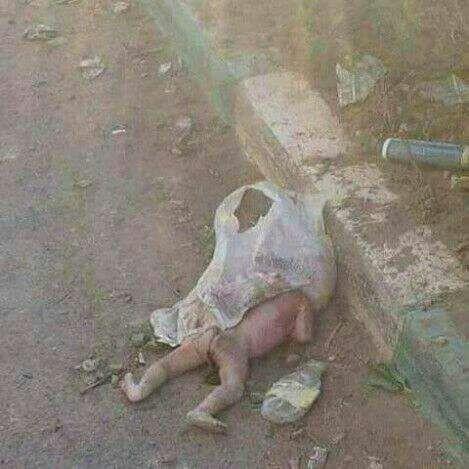 العثور على طفل وليد مرمي بطريقة غير انسانية